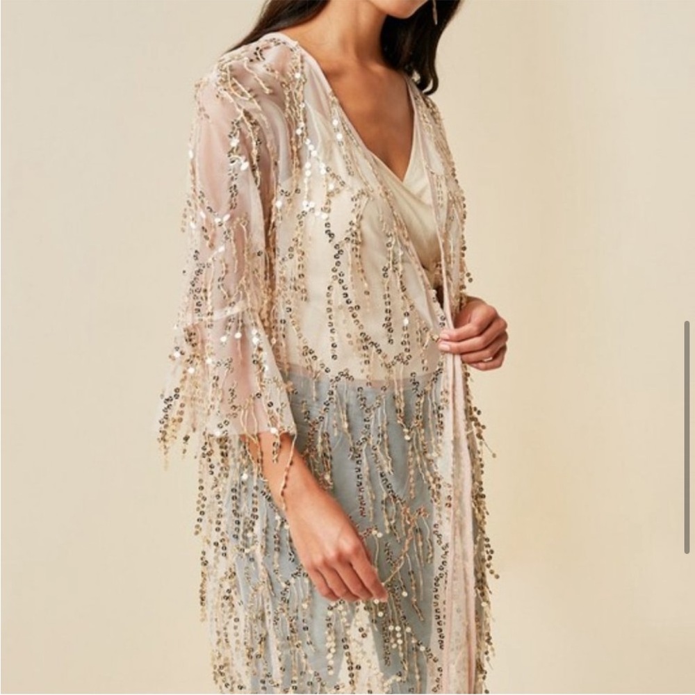 Vintage Forever 21 Sequin Embellished Sheer Kimono - Picture 2 of 3
